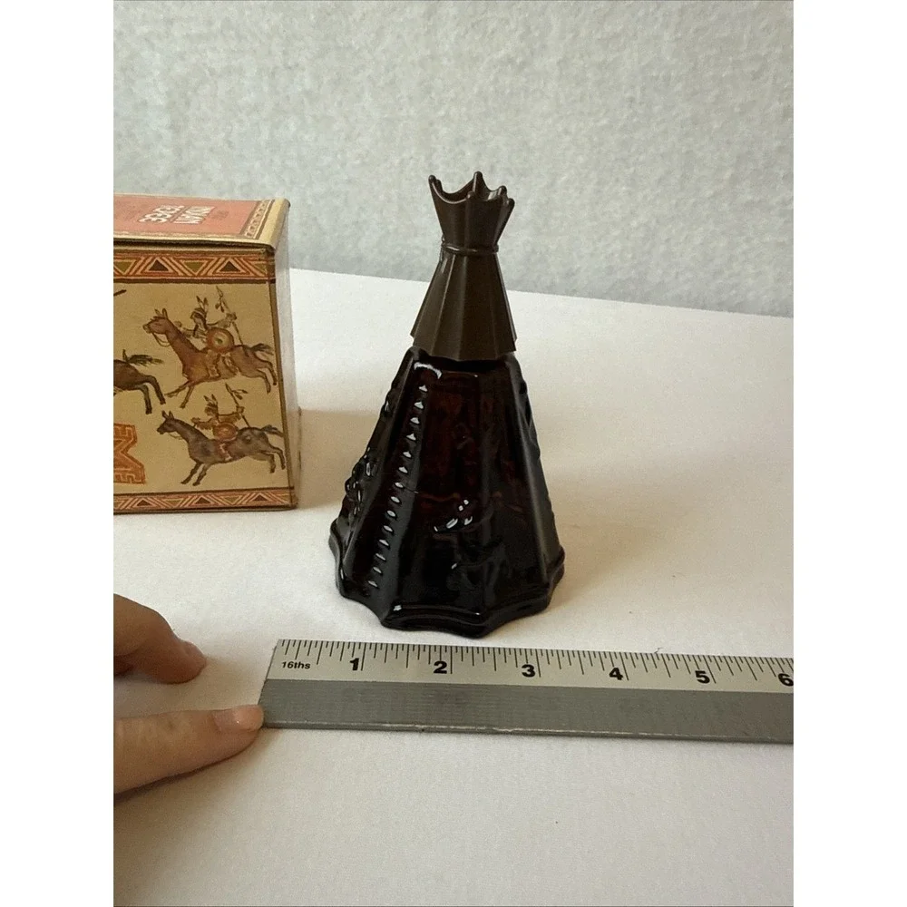 Vintage 1974 Avon Indian Tepee Decanter Bottle Full With Box Wild Country 4oz